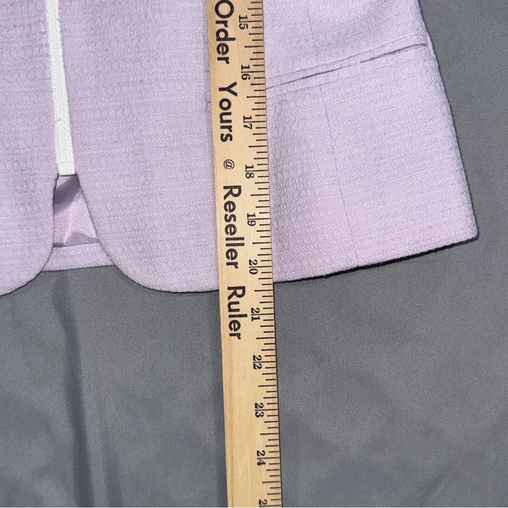 Christian Dior Blazer Womens 4P Purple Petite Zip Front Textured Lined Jacket
